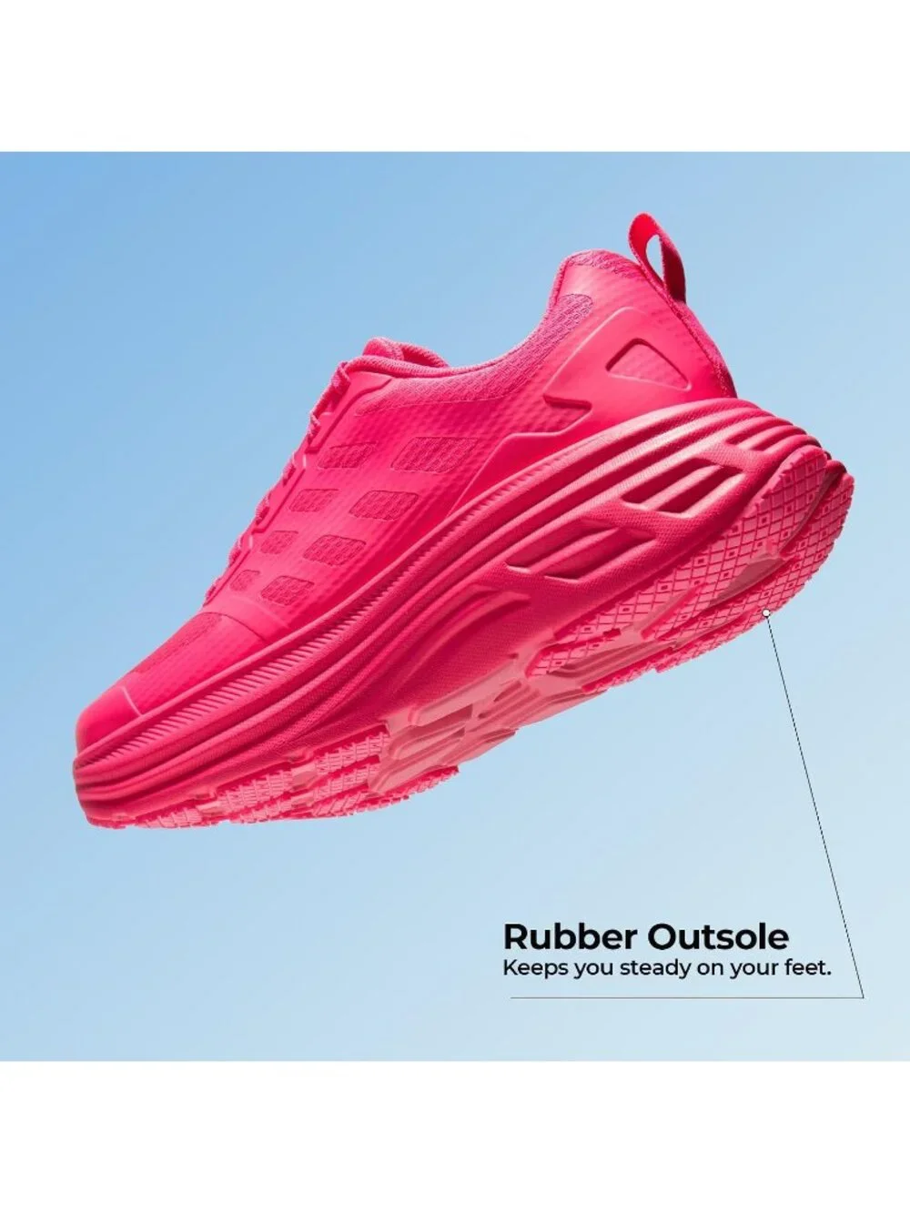 Women's Hot Pink Walking Shoes Lace Up No Heel Round Toe Athletic Sneaker